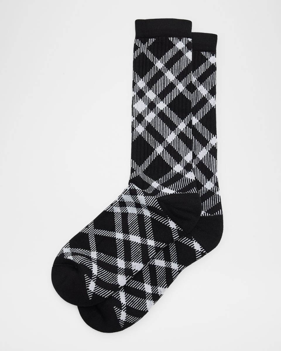 Men's Cotton Blend Check Crew Socks